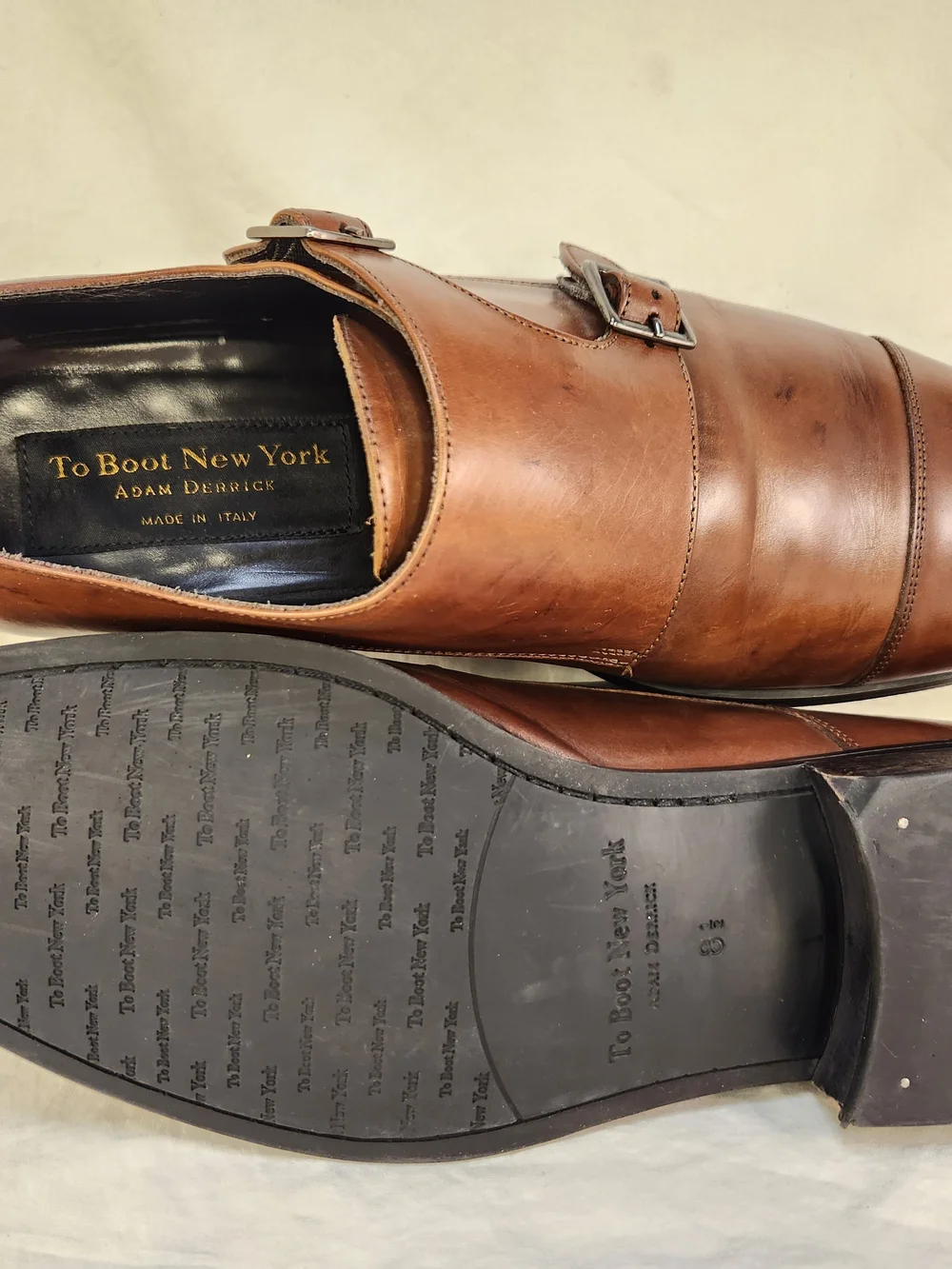 TO BOOT NEW YORK ADAM DERRICK DOUBLE MONK STRAPS MEN SHOES BROWN CAPTOE SZ 8.5